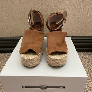 Marc Fisher Adalyn Espadrille Wedge - Dark Natural Suede - Size 6.5